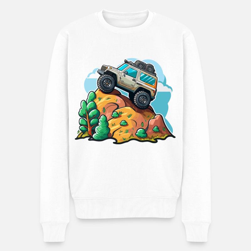 Der Offroad-Kletterer - Männer Premium Bio Pullover - Weiß