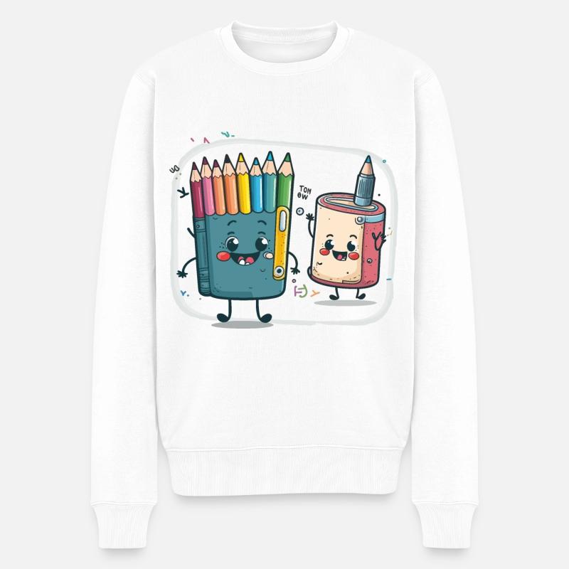 Der Bleistiftschieber - Männer Premium Bio Pullover - Weiß