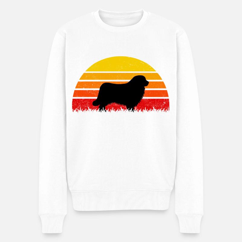 Chiens de Terre-Neuve Sunset - Pull Premium bio Homme - blanc