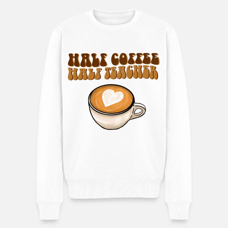 Moitié café moitié professeur - Pull Premium bio Homme - blanc
