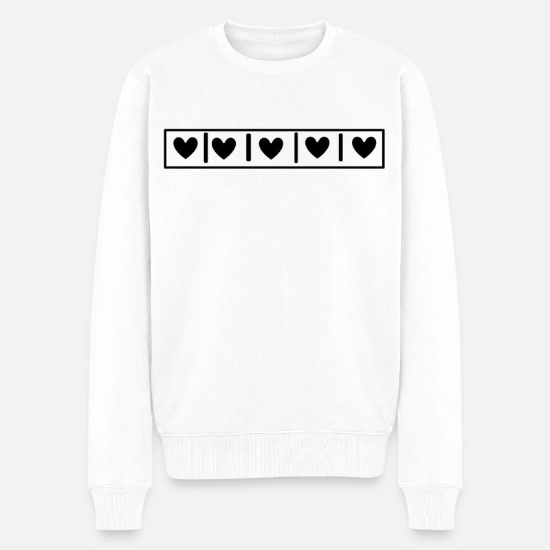 Herzen Quadrate - Männer Premium Bio Pullover - Weiß