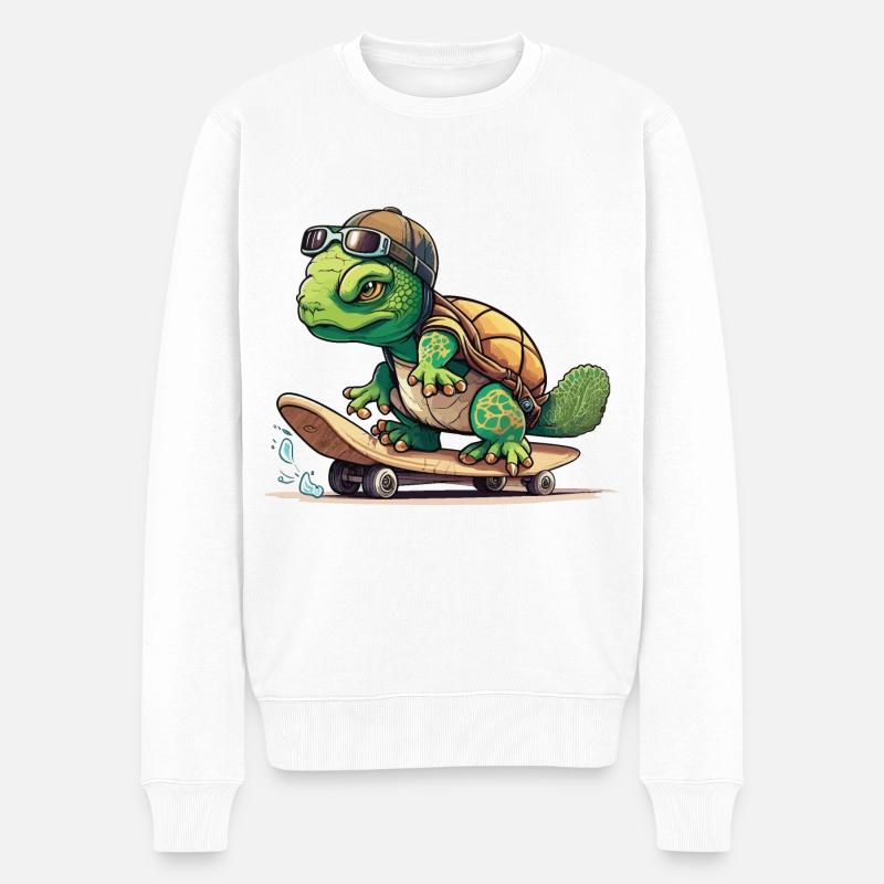 Skateboard-Schildkröte - Männer Premium Bio Pullover - Weiß