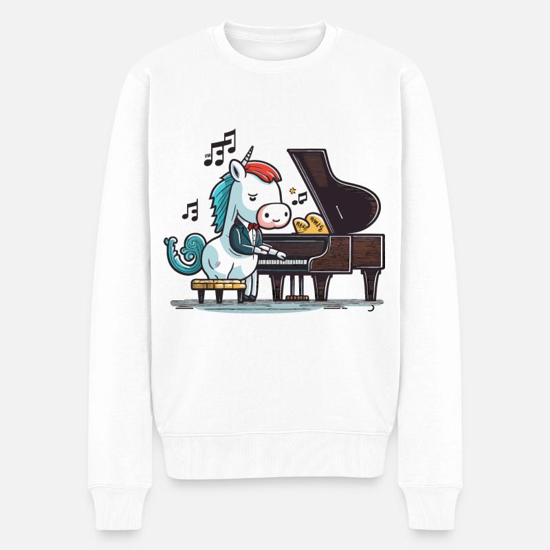Einhorn-Melodie - Männer Premium Bio Pullover - Weiß