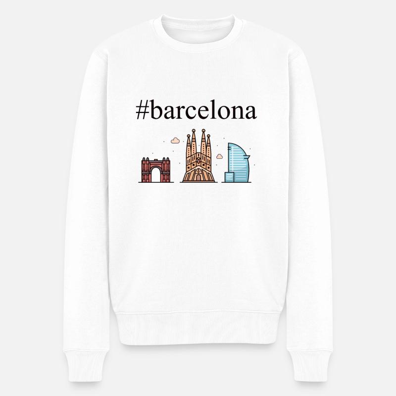#Barcelone, capitale de la Catalogne - Pull Premium bio Homme - blanc