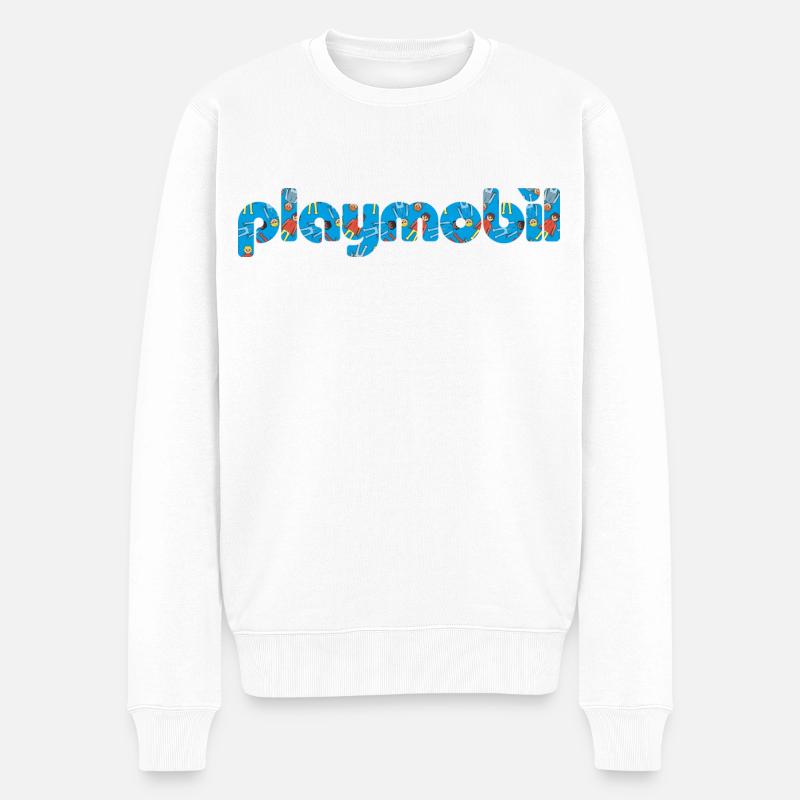 Playmobil Logo Classique Multicolore - Pull Premium bio Homme - blanc