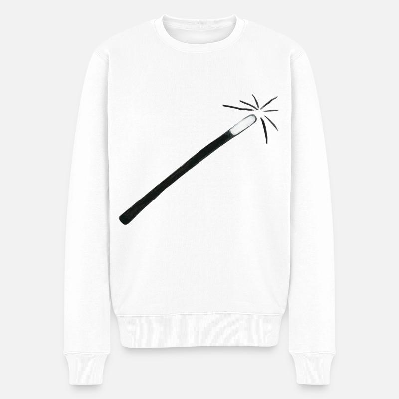 Zauberstab - Männer Premium Bio Pullover - Weiß