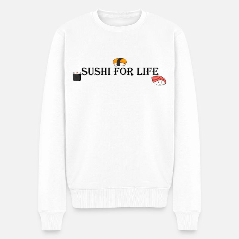 Sushi fürs Leben - Männer Premium Bio Pullover - Weiß