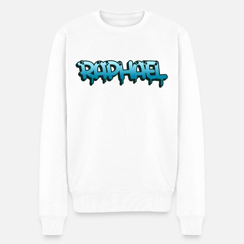 Graffiti-Name Raphael - Männer Premium Bio Pullover - Weiß