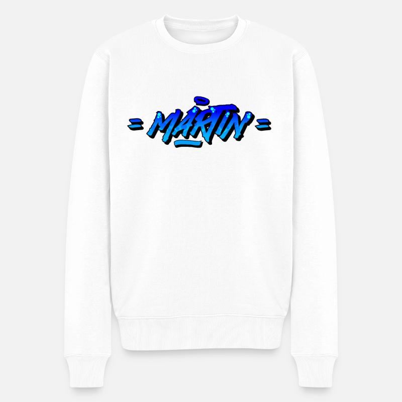 Graffiti Prénom Martin - Pull Premium bio Homme - blanc