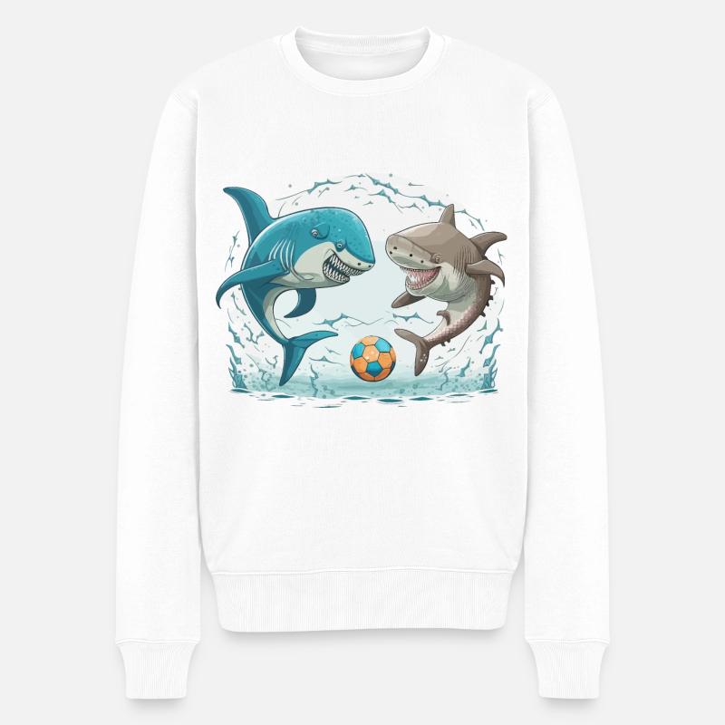 Haifisch-Kick - Männer Premium Bio Pullover - Weiß