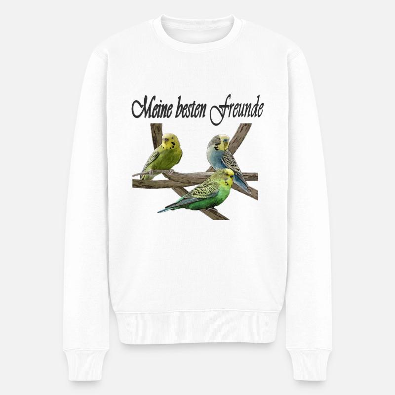 Wellensittiche - Männer Premium Bio Pullover - Weiß