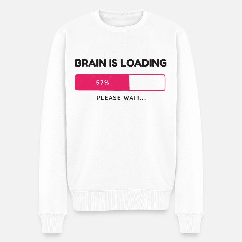 Brain is loading, please wait - Men's Premium Organic Jumper - white