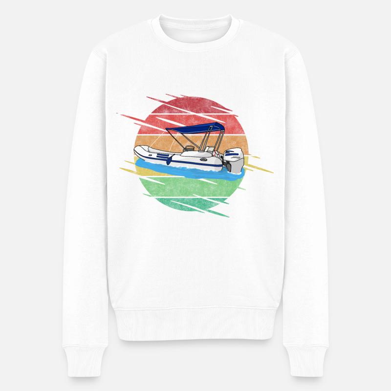 Bateau pneumatique à moteur - Pull Premium bio Homme - blanc
