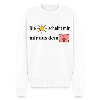 Die Sonne scheint mir aus dem Popo - Männer Premium Bio Pullover - Weiß - Vorne - Thijin (182cm)