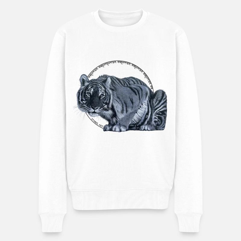 Tiger - Männer Premium Bio Pullover - Weiß