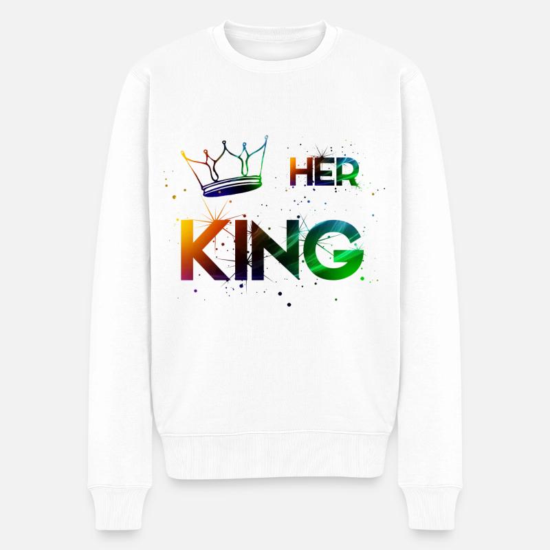 Her King - Männer Premium Bio Pullover - Weiß