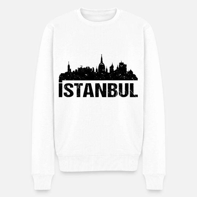 Istanbul Skyline - Männer Premium Bio Pullover - Weiß