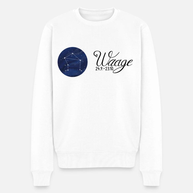 Sternzeichen Waage Tierkreiszeichen Astrologie - Männer Premium Bio Pullover - Weiß
