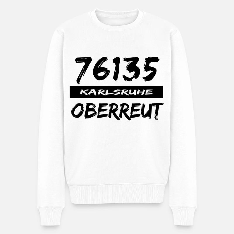 76135 Karlsruhe Oberreut - Männer Premium Bio Pullover - Weiß