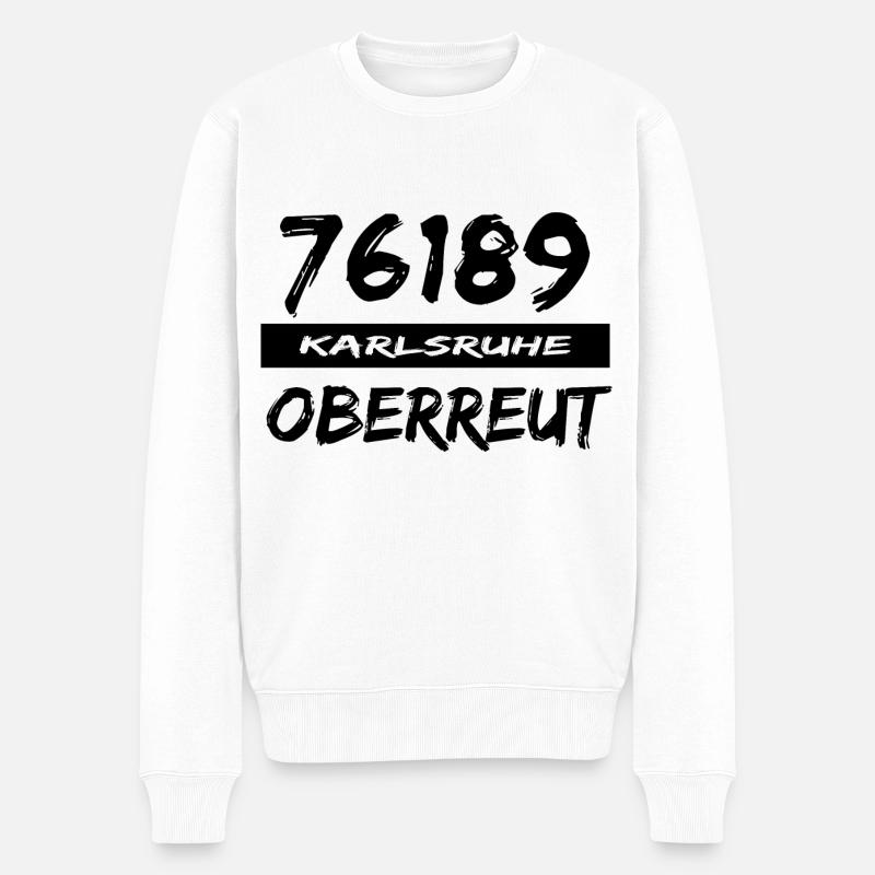 76189 Karlsruhe Oberreut - Männer Premium Bio Pullover - Weiß