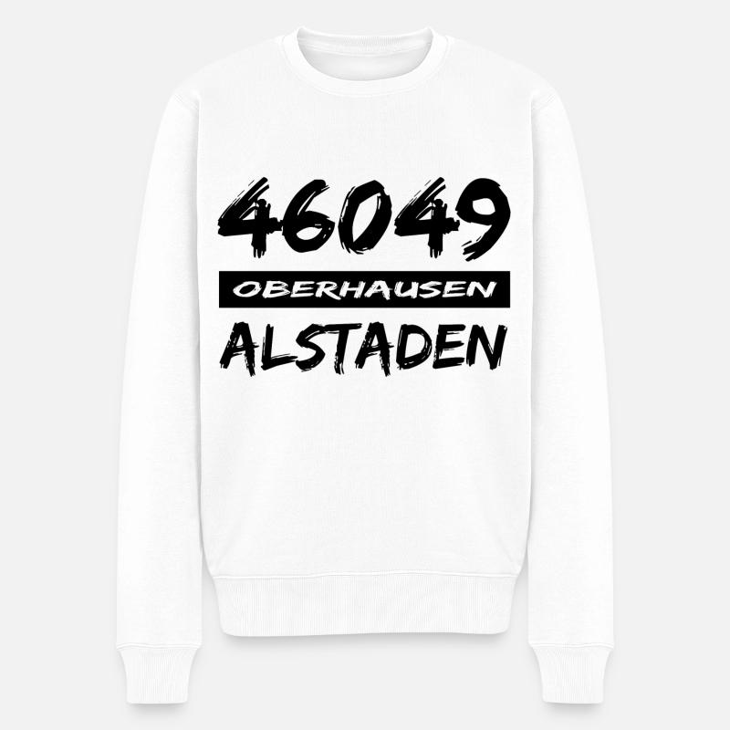 46049 Oberhausen Alstaden - Männer Premium Bio Pullover - Weiß