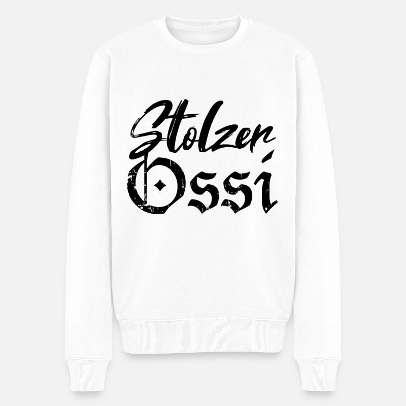 Stolzer Ossi Ostdeutschland - Männer Premium Bio Pullover - Weiß