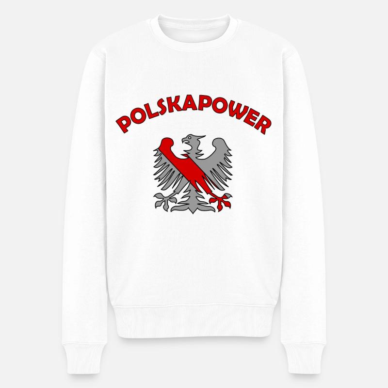 Die Macht aus Polen - Männer Premium Bio Pullover - Weiß