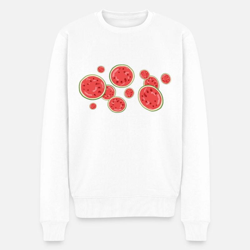 Der Duft der Wassermelone - Männer Premium Bio Pullover - Weiß