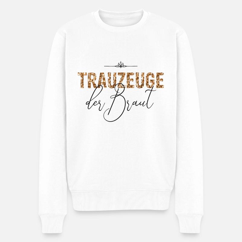 Trauzeuge der Braut JGA Hochzeit Geschenk Glitzer - Männer Premium Bio Pullover - Weiß