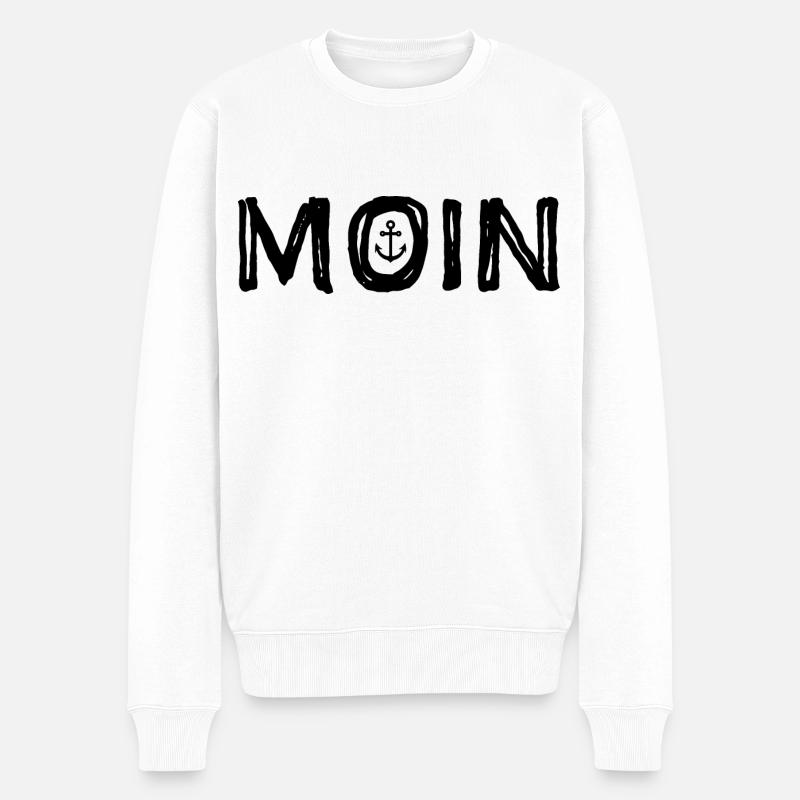 Moin Gruß Begrüßung Geschenkideen - Männer Premium Bio Pullover - Weiß