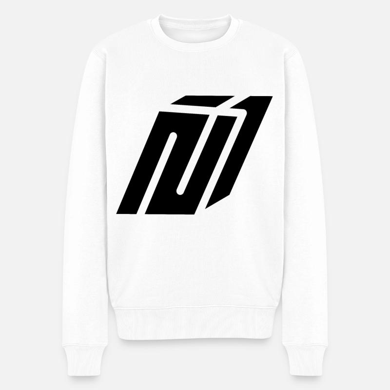 Abstract N Buchstabe - Männer Premium Bio Pullover - Weiß