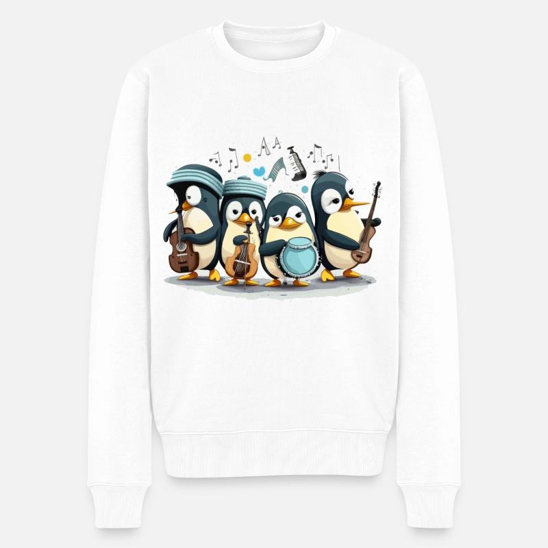 Die Pinguin-Band - Männer Premium Bio Pullover - Weiß