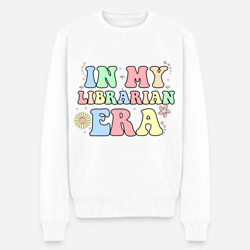 "In my Librarian Era!" Bibliothekar - Männer Premium Bio Pullover - Weiß