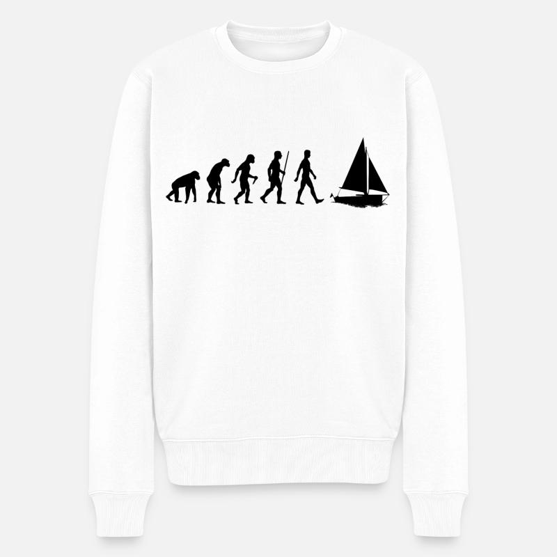 Segeln Evolution Segelboot Segler - Männer Premium Bio Pullover - Weiß