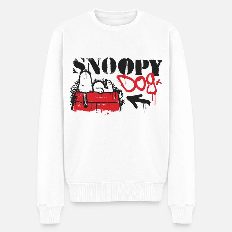 Peanuts Snoopy Dog Graffiti Street Art - Männer Premium Bio Pullover - Weiß