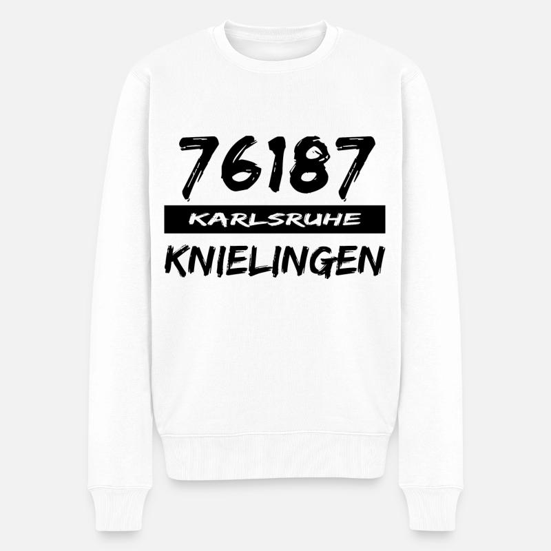 76187 Karlsruhe Knielingen - Männer Premium Bio Pullover - Weiß