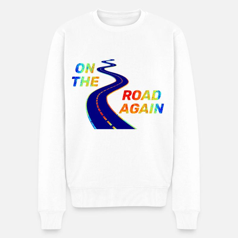 ON THE ROAD AGAIN - GLOBETROTTER - WELTENBUMMLER - Männer Premium Bio Pullover - Weiß
