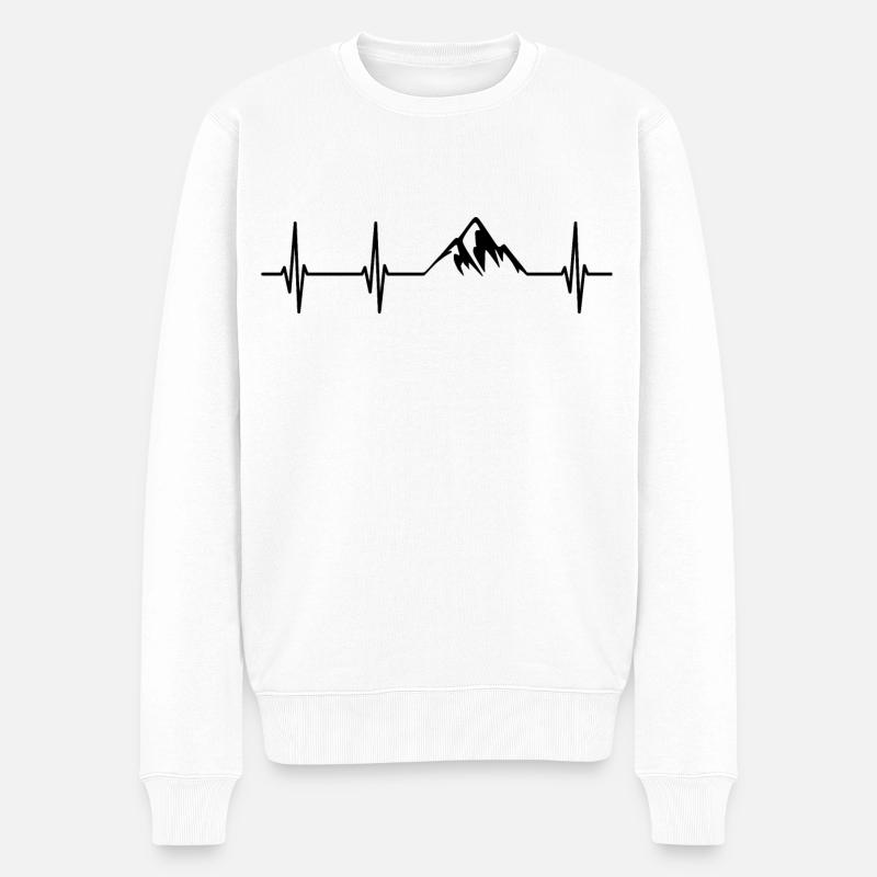 Heartbeat Mountains - Männer Premium Bio Pullover - Weiß