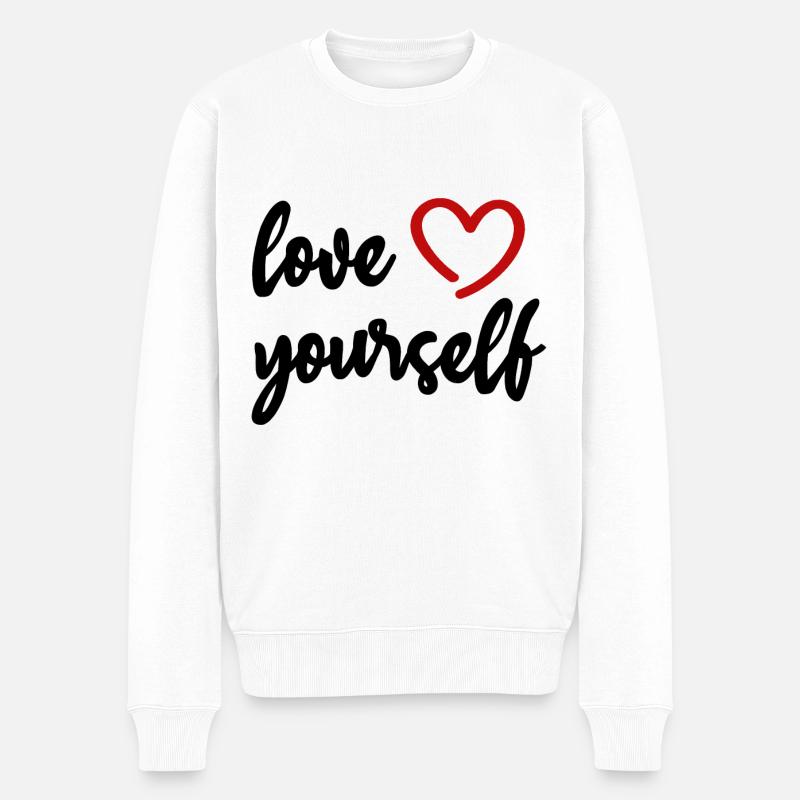 s’aimer Soi-même Cœur Motivation Amour - Pull Premium bio Homme - blanc