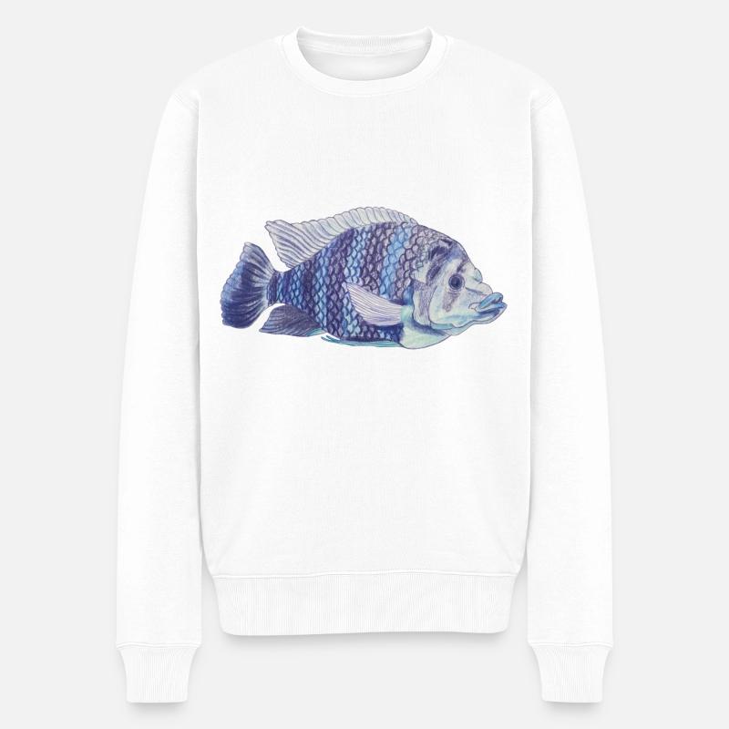 pesce azzurro mare zebra tilapie zebra tilapie - Maglione ecologico premium da uomo - bianco