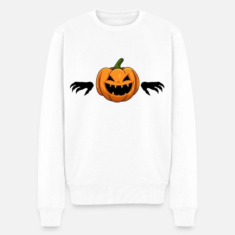 Kürbis Halloween - Männer Premium Bio Pullover - Weiß