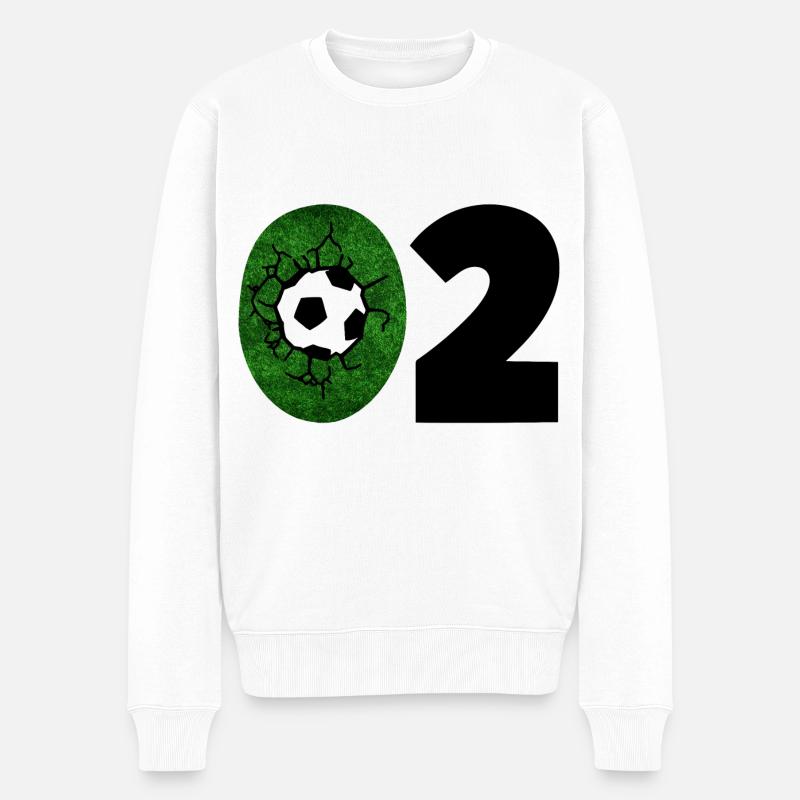 Fussball Trikot Nummer 02 - Männer Premium Bio Pullover - Weiß