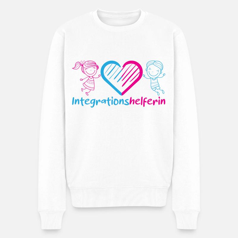 Integrationshelferin I-Helferin Schule KiTa - Männer Premium Bio Pullover - Weiß