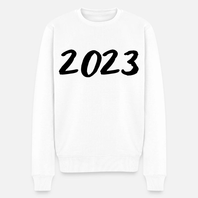 2023 - Année - Nouvel An - Pull Premium bio Homme - blanc