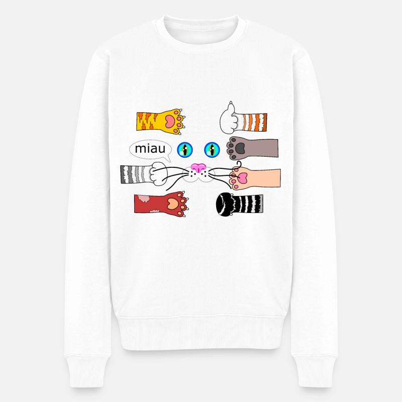 Katzendesign Katzenpfoten Katzenschnauze - Männer Premium Bio Pullover - Weiß