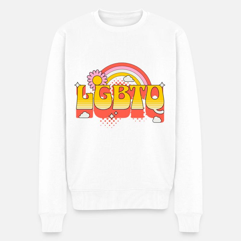 LGBTQ Regenbogen Bunt Liebe Stolz Homosexuell - Männer Premium Bio Pullover - Weiß