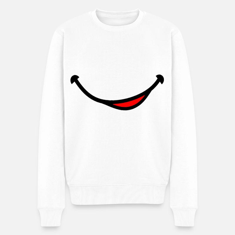 Smile Mund - Männer Premium Bio Pullover - Weiß