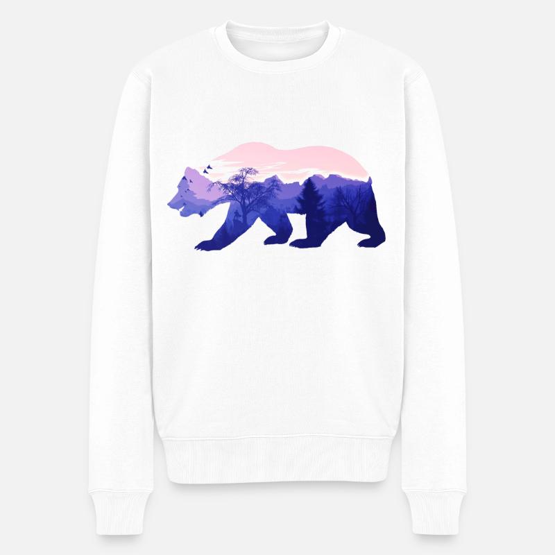 Ours grizzly forêt nature - Pull Premium bio Homme - blanc