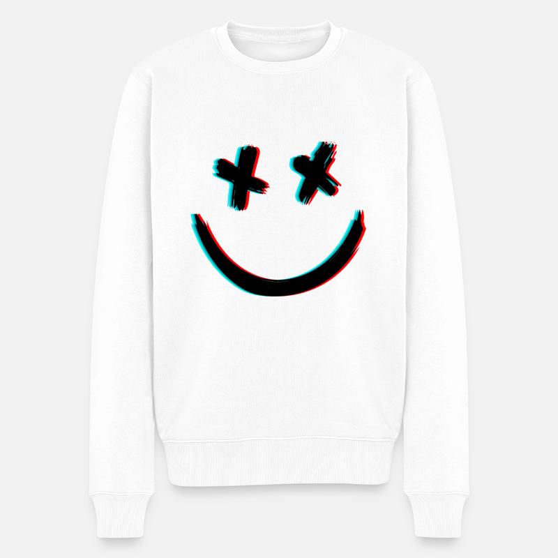 DEAD SMILE 3D - Männer Premium Bio Pullover - Weiß