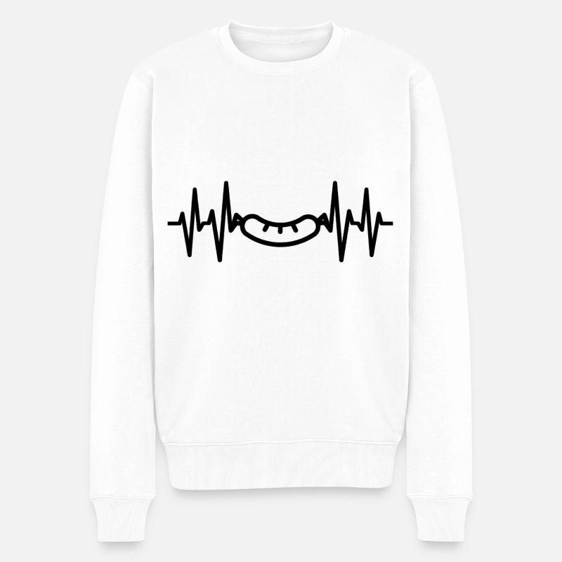 Wurst Herzschlag Fleischliebhaber - Männer Premium Bio Pullover - Weiß